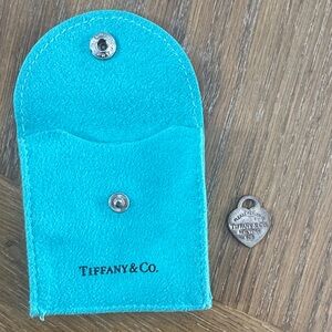 Tiffany & Co. Silver Heart Charm with Turquoise Pouch